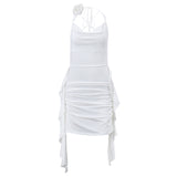 Fongt Ins Spring Pure Desire Sexy V-Neck Stereo Flowers Ribbon Slim Hot Girl