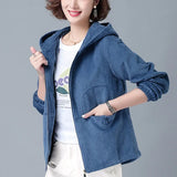 Autumn Women Corduroy Jacket Fashion Hooded Zipper Loose Female Coat Causal Plus Size Korean Long Sleeve Ladies