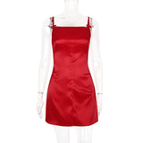 Satin Bow Strap Mini Dress-Outfit