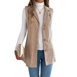 Fongt Autumn And Winter Leisure Single Buckle Suit Neck Lint Vest Coat Women's Clothing