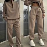 Fongt Women's New Casual Fashion Thicken Long-Sleeved Trousers Two Sets