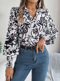 Shooting 2025 Autumn And Winter Elegant Bump Color Flower Lantern Sleeve Collar Shirt Women's