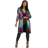 Colorful Sequined Mid-length Trench Urban Casual