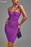 Dress 2023 New Women's Purple Bodycon Dress Elegant Sexy Strappy Evening Club Party Dress High Quality Summer