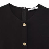 Fongt Elegant Sleeveless Round Collar Buckle Dress Dress Stylish Dress