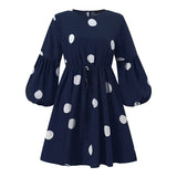 ZANZEA Women Polka Dots Printed Muslim Blouse Lace-Up Puff Sleeve Islamic Clothing Elagant Casual Dubai Marocain Turkish Tops 1028-0-Outfit