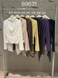 Fongt Xixi 2025 Autumn White Standard Elegant Temperament Chiffon Neck Thin Knitted Small Shirt 89631