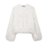 Fongt Women's Thick Lamb Fur Black Coat Women's Winter 2025 New Fur