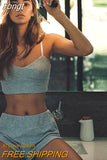 ribbed knitted two piece set crop top strap shorts biker sets streetwear 2023 spring summer clothes outfit active