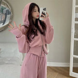 Suits Womens Fall/winter 2022 New Double-headed Zipper Short Hoodies Sweatshirt Tie-leg Casual Pants Two Piece