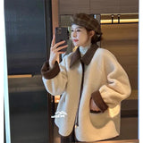 Temperament Thickened Senior Sense Coat Female Autumn Winter 2023 New Style Lamb Suede Wool Jacket-Outfit