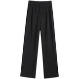 High Sense Suit Pants Female Spring And Summer High Waist Down Small Thin Black Straight Pants Narrow Version Wide Leg Pants-Outfit