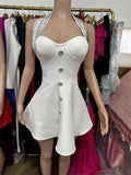 Star Of The Same Sexy Hanging Neck Small Black Dress Body Waist Nail Dew Back A-Character Dress Women's Party