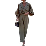 Fongt 2023 New Casual Advanced Temperament Versatile Lapel Simple Suit Pants-Outfit