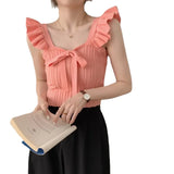 Fongt Sexy Famous Sling Women Summer New Sweet And Spicy Moat Leaf Side Umbilly Short Sleeveless