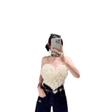 Fongt New French Pure-Hearted Unkempt Sling Vest Short Top
