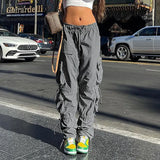 Low-rise Straight-leg Multi-pocket Overalls Pants-Outfit