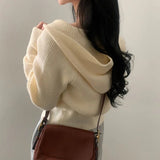 Double-headed Zipper Solid Color Hooded Cardigan-Outfit