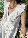 Fongt Dress Summer New White Vest Dress Female Embroidered Small Short Dress European Women's