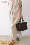 Clothes Women Vintage Sleeveless V-Neck Maxi Long Dresses Sundress