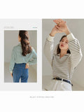 Polo Collar Striped Women's 2022 New Spring Loose Casual Top Full Slevee Casual Loose Sweatshirt Women §ã§á§à§â§ä§ڧӧߧѧñ