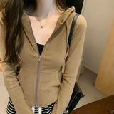 Zipper Hooded Sweater Women's Autumn And Winter New Short Short-Sleeved Sports Casual Blouse-Outfit