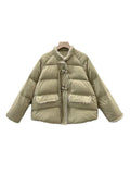 Mink Hair Short Style Down Jacket Female 2024 Winter Fashion Standing Collar Splicing Chinese Style Small Chinese Style White Duck Down Coat-Outfit