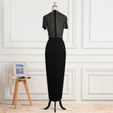 Fongt Fluoroticle Stud Beads Short-Sleeved Women's Evening Dress Dress Dress Dress Direct