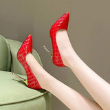 Fongt Single Shoe Tip Light Mouth Spring And Autumn Large Size Lady With Snake-Print High Heels Female Senior Matching Skirt