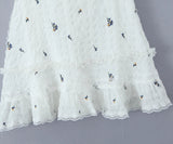 White Embroidery Flower Corset Style Cami Mini Dress-Outfit