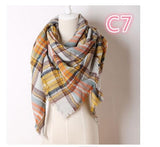 Designer Fashion Pink Scarf Soft Cashmere Acrylic Warp Square Oversize Shawl For Women Winter Plaid