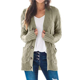 Long Sleeve Size Cardigan Knitted Women's Mid-length