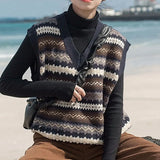 Fongt 2024 New Women's Sleeveless Shoulder Sweater Korean Version Of Loose External Knitted Vest Vest