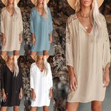 Women's Wear Ins Popular Pleated Split Neckline Lace Shoulder-Back Beach Skirt-Outfit