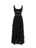 Fongt Elegant Style Dress Woman 2025 Summer New Fashion Lace Flower Stitching Design Sling