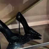 Fongt New High-Heeled Women's Summer With Skirt Black Fine And Spring And Autumn New Red Primer Leather Tip Sexy Job
