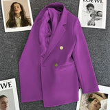 Fongt Suit Jacket Female 2024 Spring And Autumn Double-Breasted Green Suit Temperament Show Thin Web Celebrity Fried Street Clothes Tide-Outfit