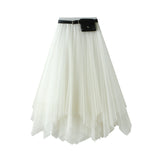 Fongt Half-Dress 2025 New Spring And Summer Long Black Big Swing Skirt Super Fairy Lace Mesh Dress 8808
