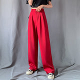 Lengthen Length Solid Pants Women 2020 Summer Elastic Waist High Waist Trouser Female Full Length Pocket Wide Leg