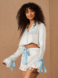 Ribbon Lace Up Satin