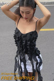 Fringe Tank Top Women Sleeveless Camisoles 2000s Aesthetic Clothes Summer Streetwear Y2k Off Shoulder Tassels Cropped