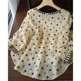 Ladies Printing Blouse 2023 Spring Summer New Fashion Women's Clothing Sweet All-match Thin Long Sleeve O-Neck Shirt-Outfit