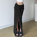 Fongt Design Feeling Pleated High Waist Irregular Skirt Female Simple And Versatile Open Split Wrapped Hip Skirt-Outfit