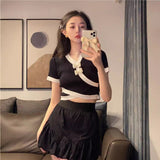 Hong Kong Taste Slimy Umbilly Short Top Woman 2025 Summer New Design Sense Niche Short-Sleeved