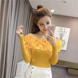 Women Knitting Full Sleeve Patchwork Sweaters Pullovers Girls Slim Floral Knitted Knitwear Tops GTA014-Outfit