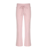 Fongt Base Solid Color High-Rise Micro-Speakers Roll Waist Wide Waist Thin Leisure Sweating Trousers