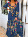 Printed Pullover Round Neck Sexy Mid-waist Polyester Fiber Temperament Commute Long