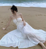 Fongt Shot Small Design New Summer New Holiday Fairy Wind Dress Strap Back Leisure Holiday Sling Dress Female-Outfit