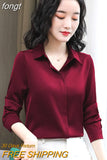 Women Shirts Satin Long Sleeve Blouse Women Fashion Elegant White Shirt Solid Basic Womens Tops and Blouses New Female