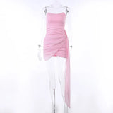 Pink Mesh Corset Draped Tube Mini Dress-Outfit